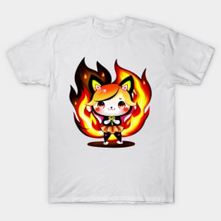 Emberlyn, the Fiery Feline Sprite T-Shirt